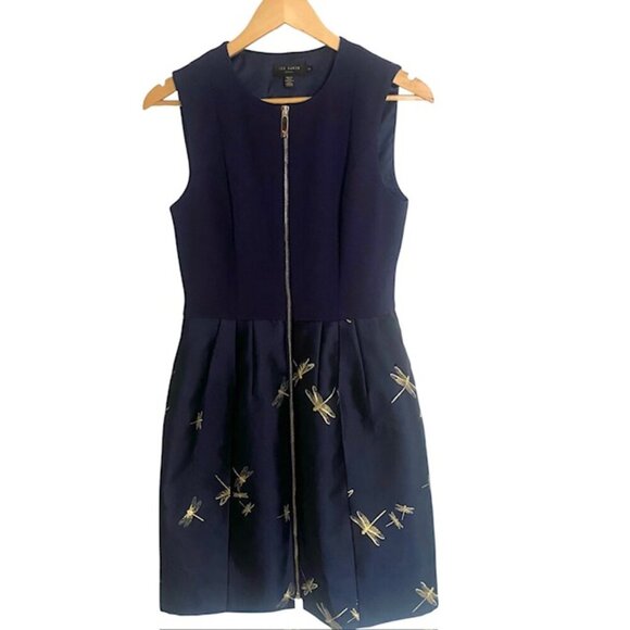 Ted Baker London Hartty Jacquard Dragonfly Dress Size 2 - Picture 1 of 4